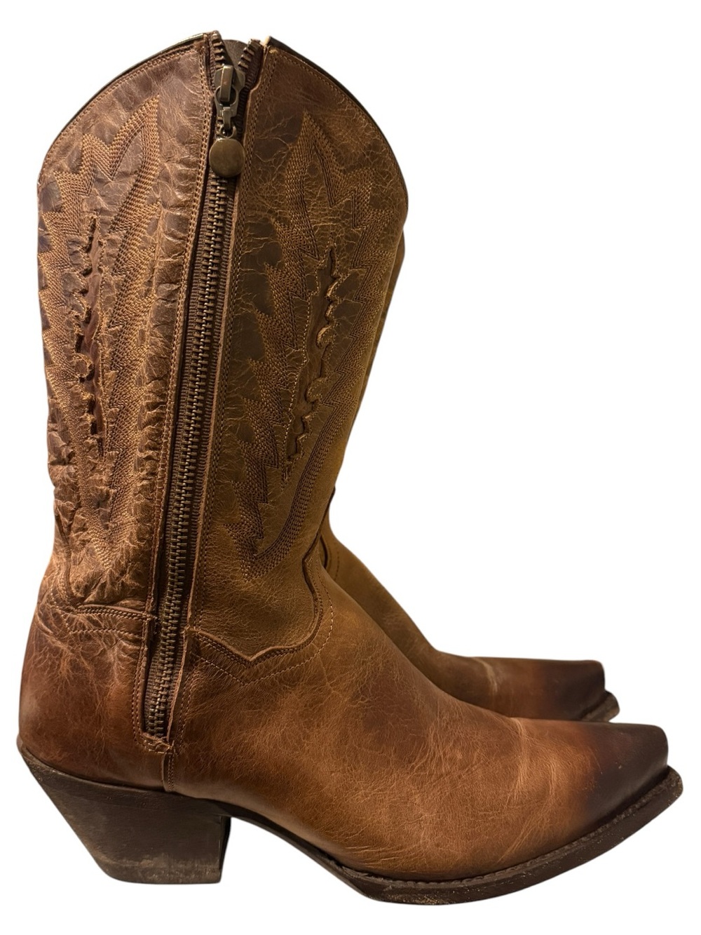Dan Post Trish Zip Brown Leather Boots 3631 Women’s Sz 8 - Picture 5 of 8